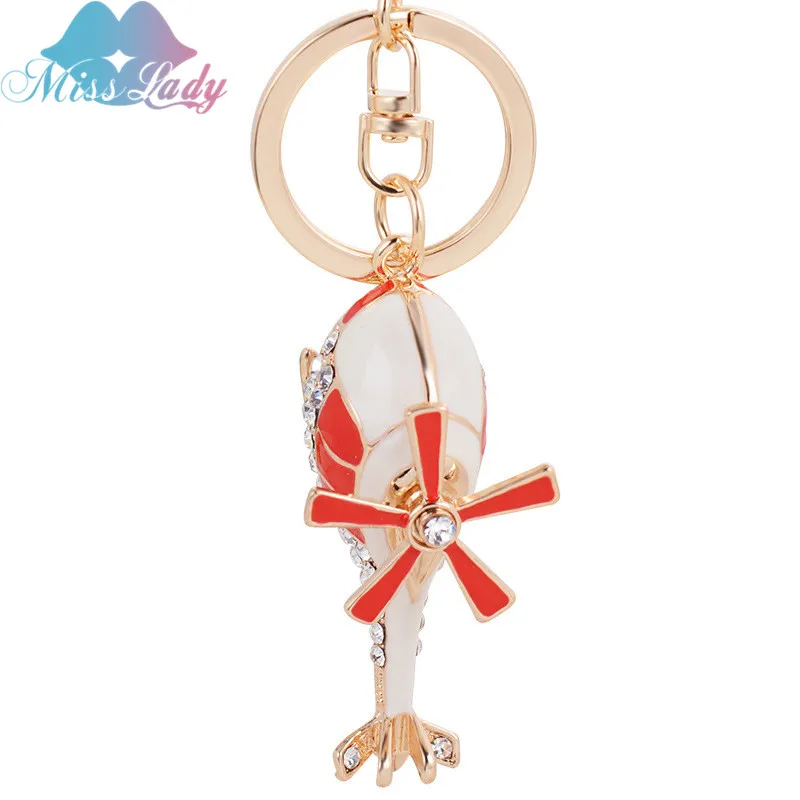 

Miss Lady crystal helicopter alloy Keychain creative modeling key Pendant Ornaments Key Chain