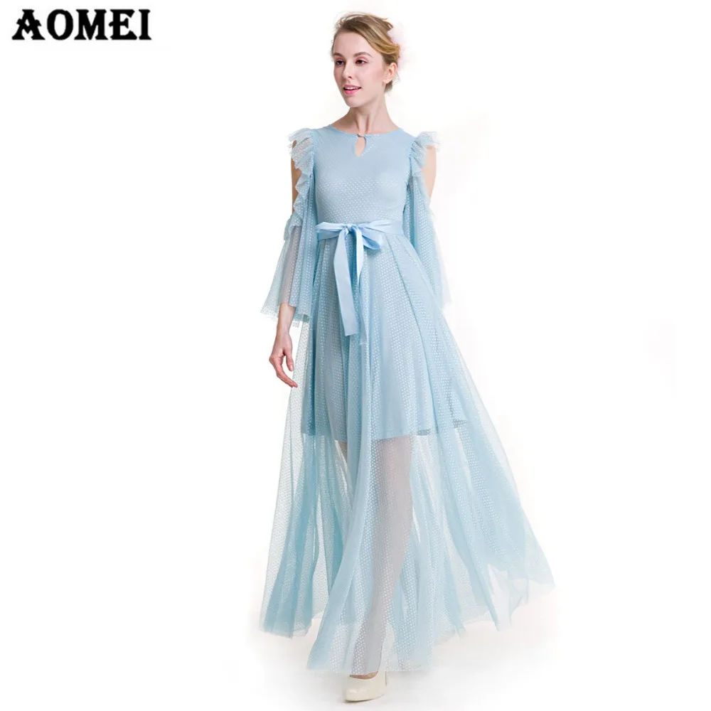 

2019 Spring Summer Maxi Dress for Girls New Baby Blue Color Solid Chiffon Lace Patchwork Pink Lolita Beachwear Robes Vestidos