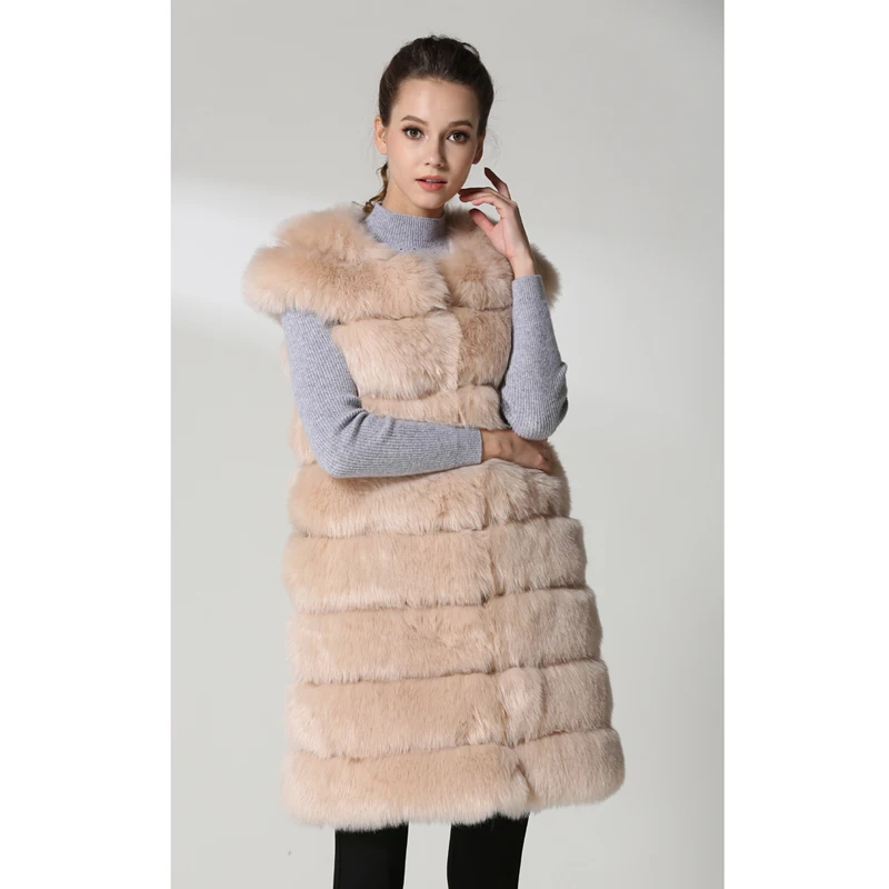 

Savabien Luxury Winter Korean Faux Fur Vest Furry Fur Gilet Elegant Fluffy Soft Fox Fake Fur Coat Ladies Long Jacket Overcoat