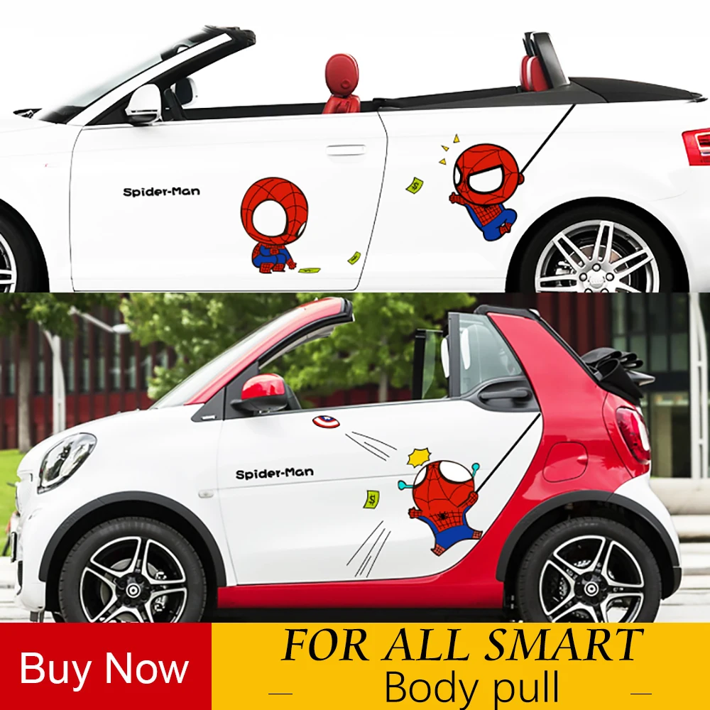 

Cartoon funny cute Spiderman waterproof universal body sticker vinyl FOR Mercedes Smart Fortwo 453 Forfour 451 Car accessories