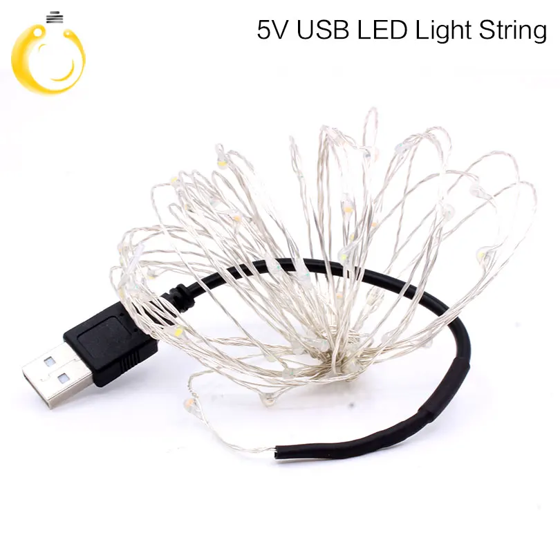 USB 100 светодиоды Медная проволока огни 10 м строки Батарея коробка для