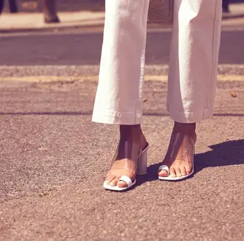 

2019 New PVC Jelly Sandals Open Toe High Heels Women Transparent Perspex Slippers Shoes Heel Clear Sandals