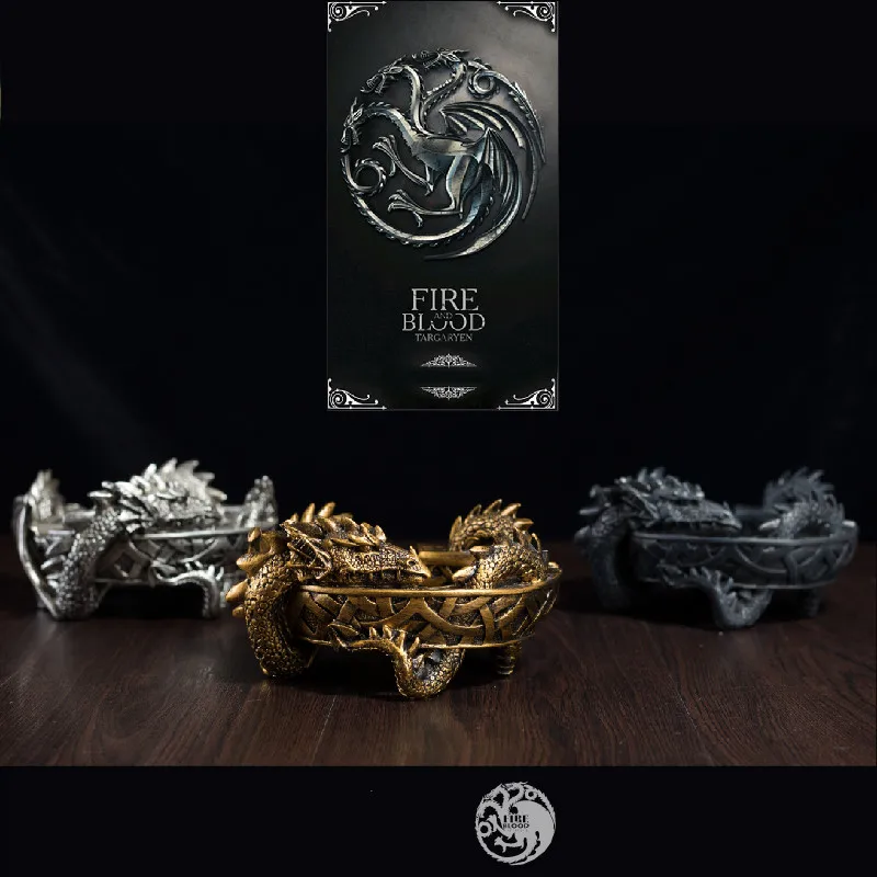 

New Game of Thrones Daenerys Targaryen Dragon Queen Viserion Rhaegal Cosplay Dragon Resin Ashtray Storage Props Toy Decoration