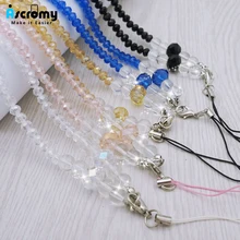 Ascromy Кристалл блестящие бусины горный хрусталь шеи ремешок для сотового телефона Камера USB Flash Drive ключи кличка карты Для женщин Цепочки и ожерелья