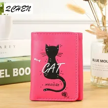 

Women Wallets Small Fashion Brand Leather Purse Ladies Card Bag Cat Women Clutch Women Female Purse Money Clip Wallet 357