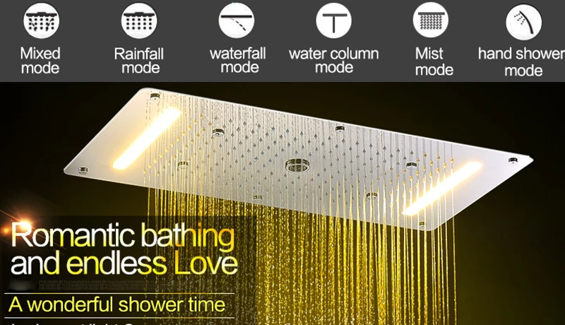 Multifunction Bathroom Shower Sets Luxury SUS304 Thermostatic Mixer Waterfall Rainfall SPA Ceiling Big Rain Led Shower Set (9)