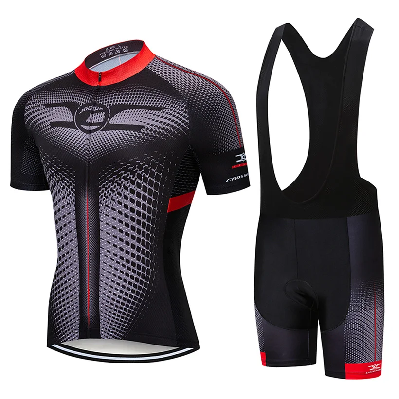 Baratos Crossrider 2019 nuevo Jersey de Ciclismo conjunto de uniformes de MTB Ropa de bicicleta Ropa Ciclismo Ropa para hombre corto Maillot Culotte
