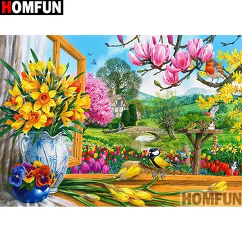 

HOMFUN Full Square/Round Drill 5D DIY Diamond Painting "bird flower" 3D Embroidery Cross Stitch 5D Home Decor A13383