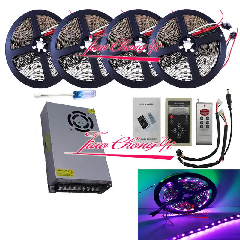 DC12V WS2811 RGB Addressable led strip IP20+RF Wireless Controller+power KIT