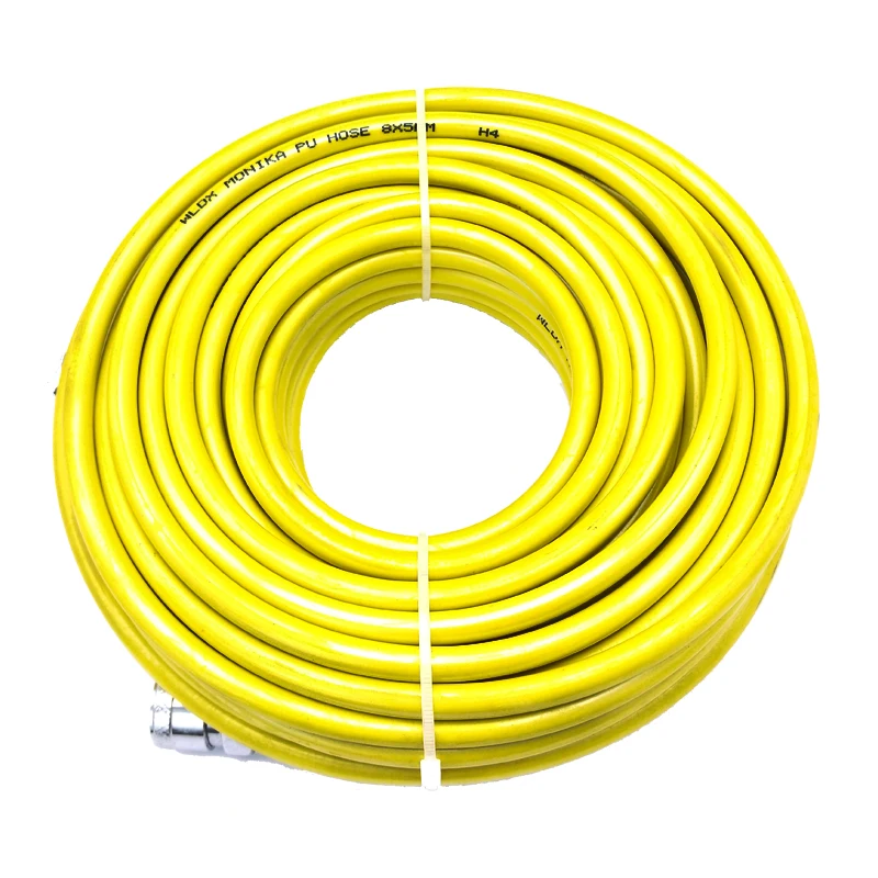

8mm x 5mm Straight PU Hose Transparent / Yellow / Red 15M Air Compression Tube with Metal Quick Coupling