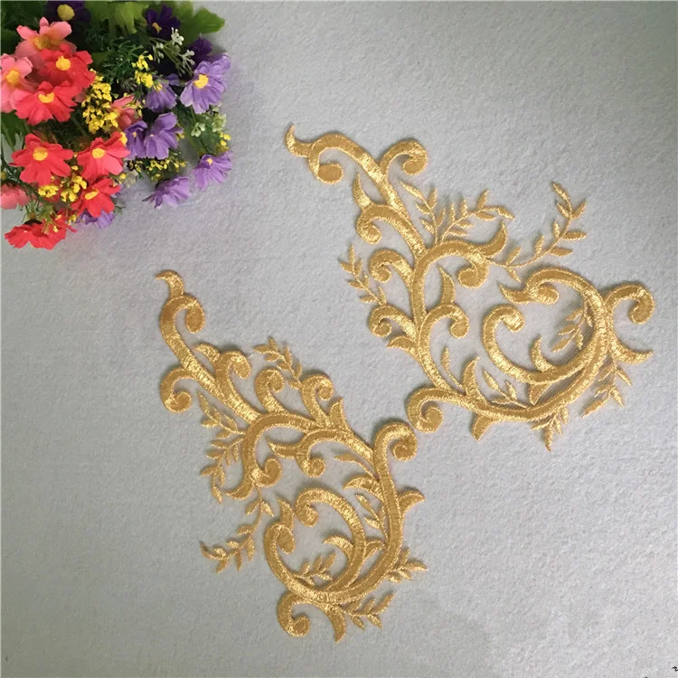 Buy Europe New Design Gold Plain Embroidery Lace