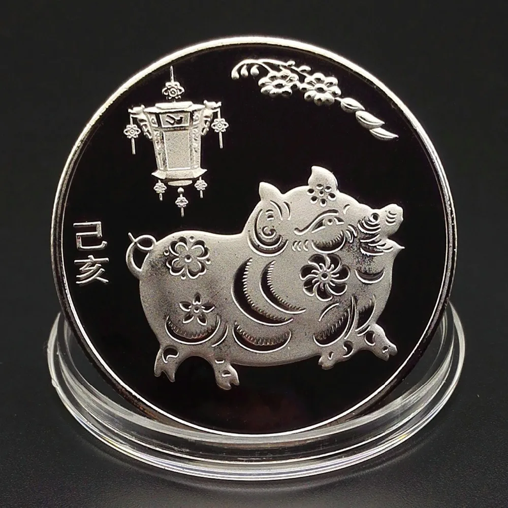 Year of the Pig Souvenir Coin Chinese Zodiac Collection Coin Lucky CharacteBLIS