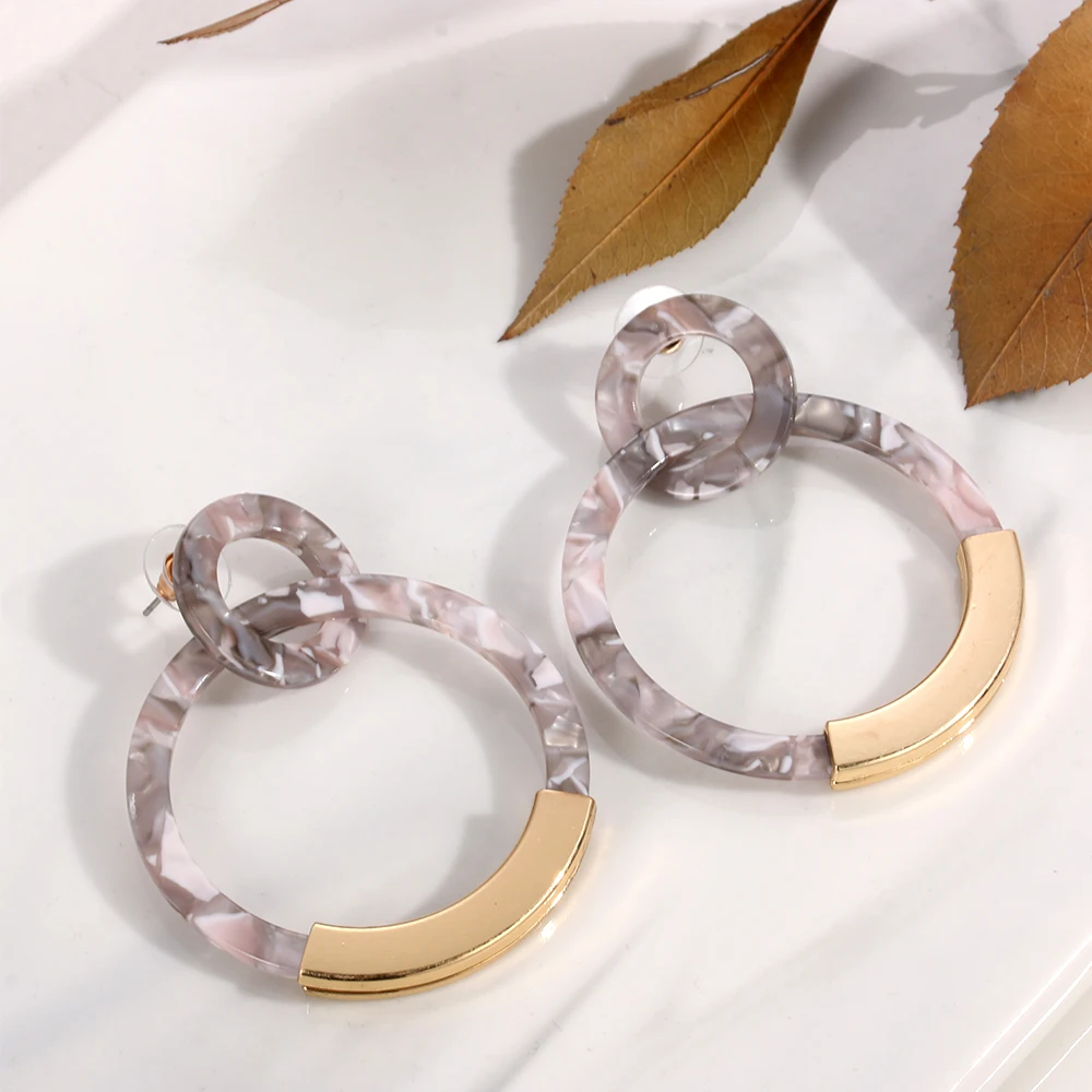 

Bohemia Colorful Acrylic Drop Earring For Women Vintage Resin Circle Statement Dangle Earring Female Jewelry Brincos