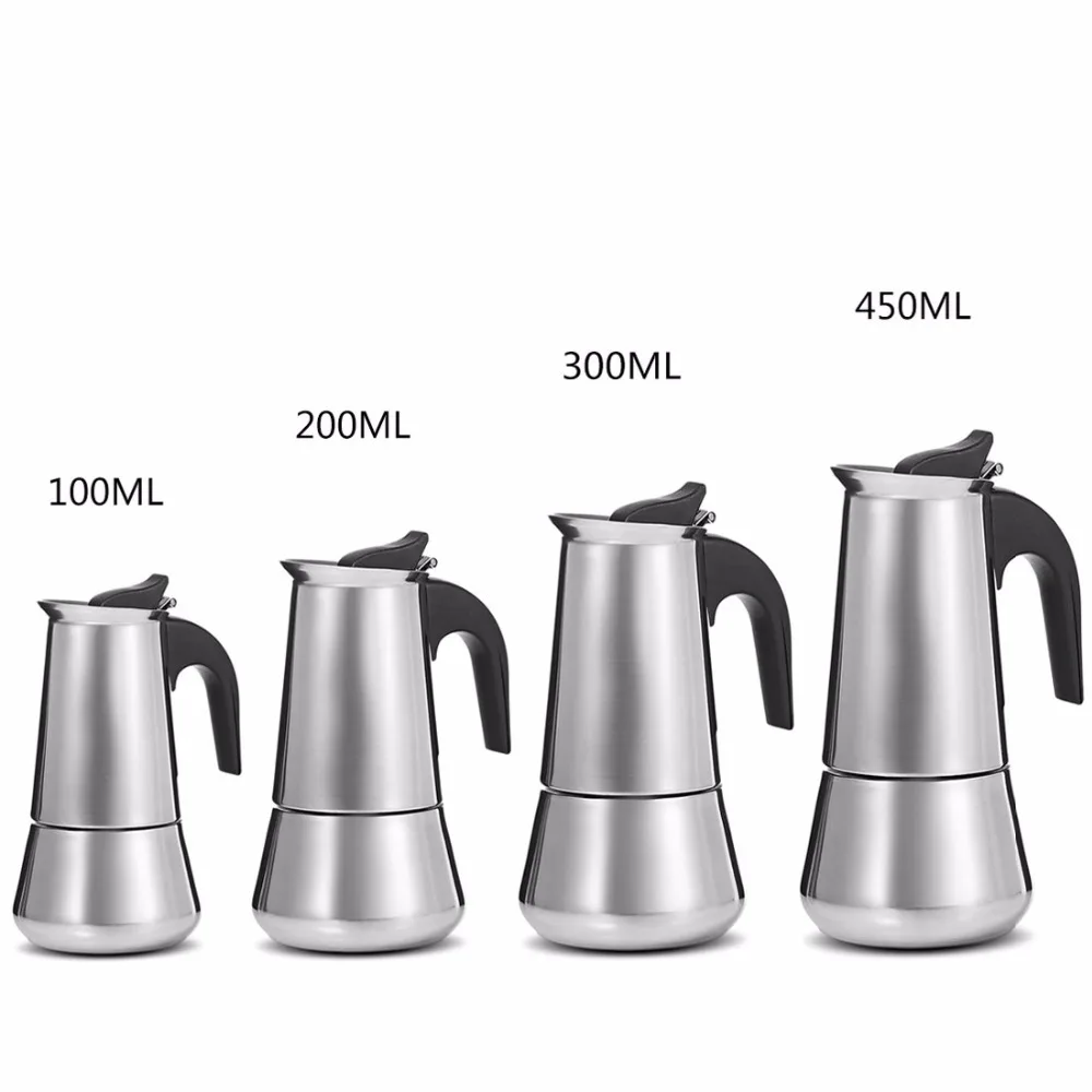 Hot Stainless Steel Moka Coffee Pot Stovetop Espresso Maker Stainless Steel Moka Coffee Pot Stovetop Espresso Maker Latte Filter Percolator Tools Cafetiere Mocha
