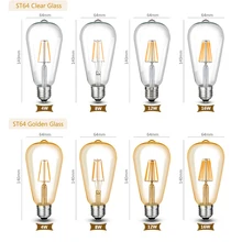 Античный ST64 светодиодный E27 лампа ретро 110 В 220 В 4 Вт 8 Вт 12 Вт 16 Вт Светодиодный светильник накаливания E27 стеклянный Золотой Bombillas светодиодный светильник Эдисона