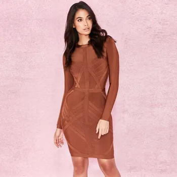 

Spring 2019 Mini Dress Sexy Celebrity Backless Patchwork Women Full O Neck Night Club Bandage Body con Party Dresses Wholesale