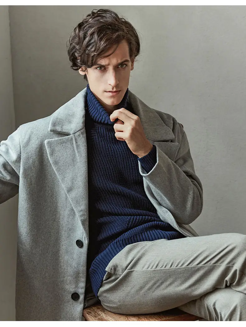 Winter Men Turtleneck Sweater Pullovers Winter Thick High-Neck Male Sweater Jumpers Cotton Man knitwear Autumn 2019 Fashion New 03