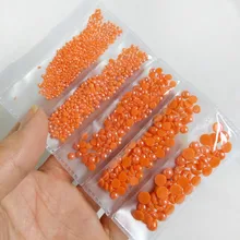 Оранжевые разноцветные размеры 2-6 мм полукруглые керамические бусы из горного хрусталя для выбора 3D дизайна ногтей или мобильного телефона ракушки для украшения
