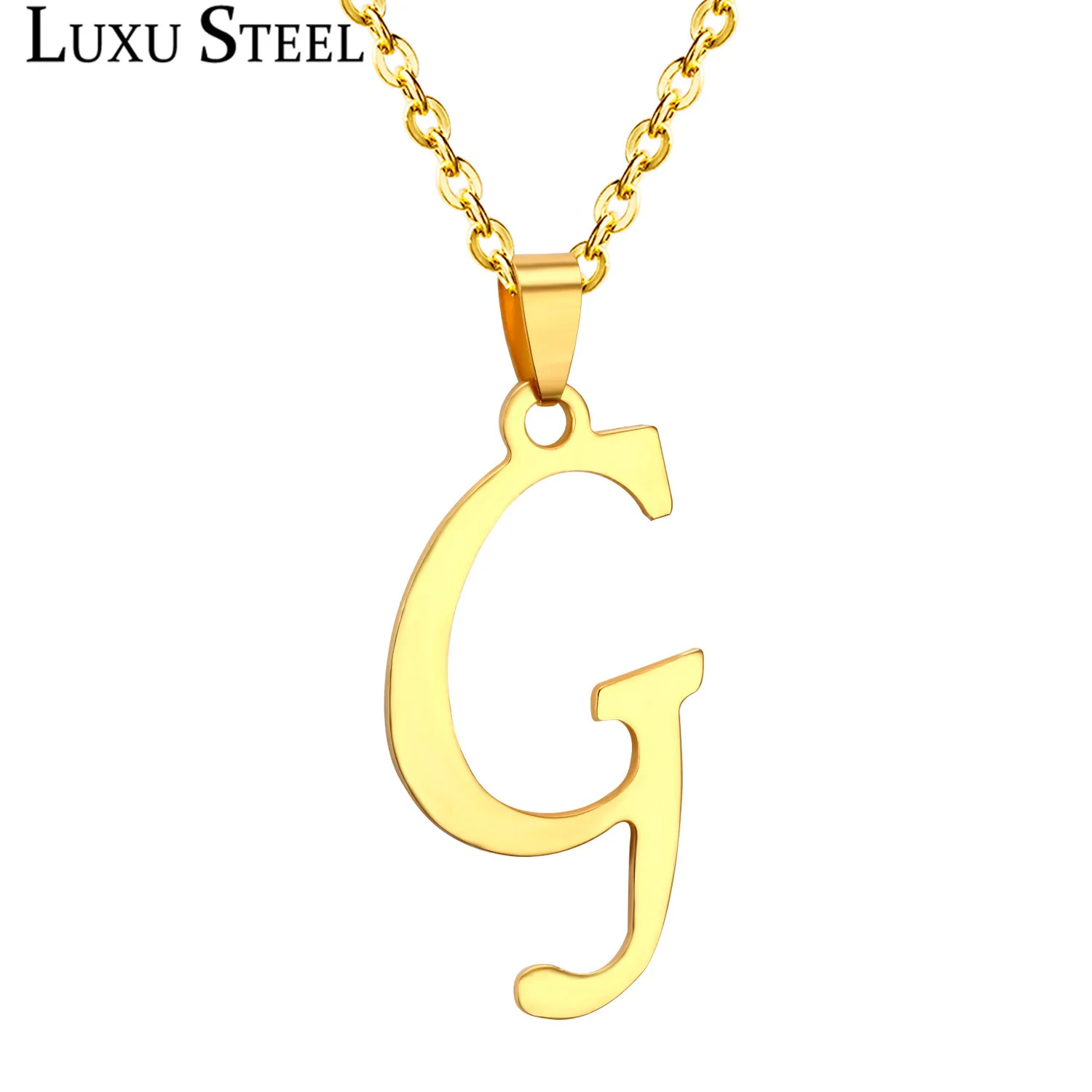 2016 Women G Letter Pendant Necklaces Cheap Titanium 316L Stainless