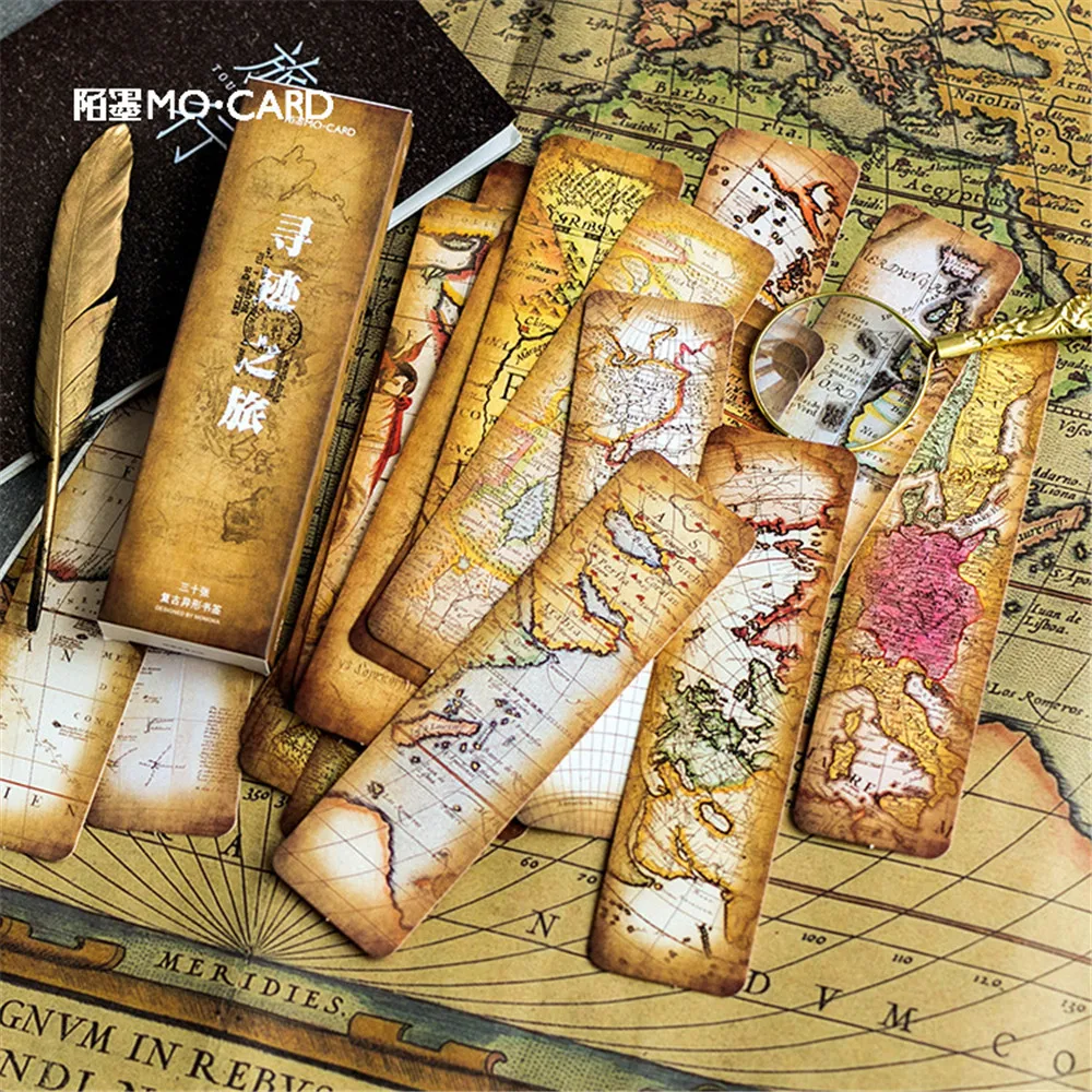

30pcs/box Retro Nautical Chart Paper Bookmarks Message Cards Bookmark for Books Gift Book Markers Stationery