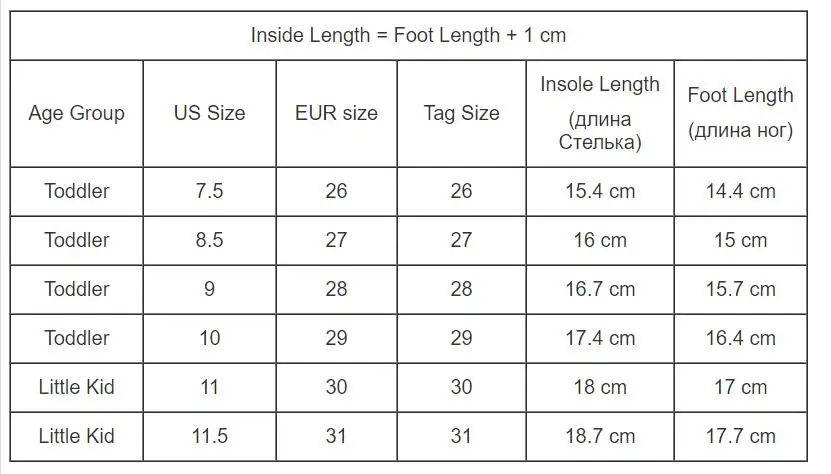 size chart