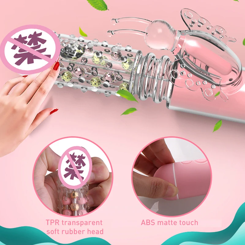 Вибратор BODYPRO в виде кролика бабочки с телескопическими бусинами точка G