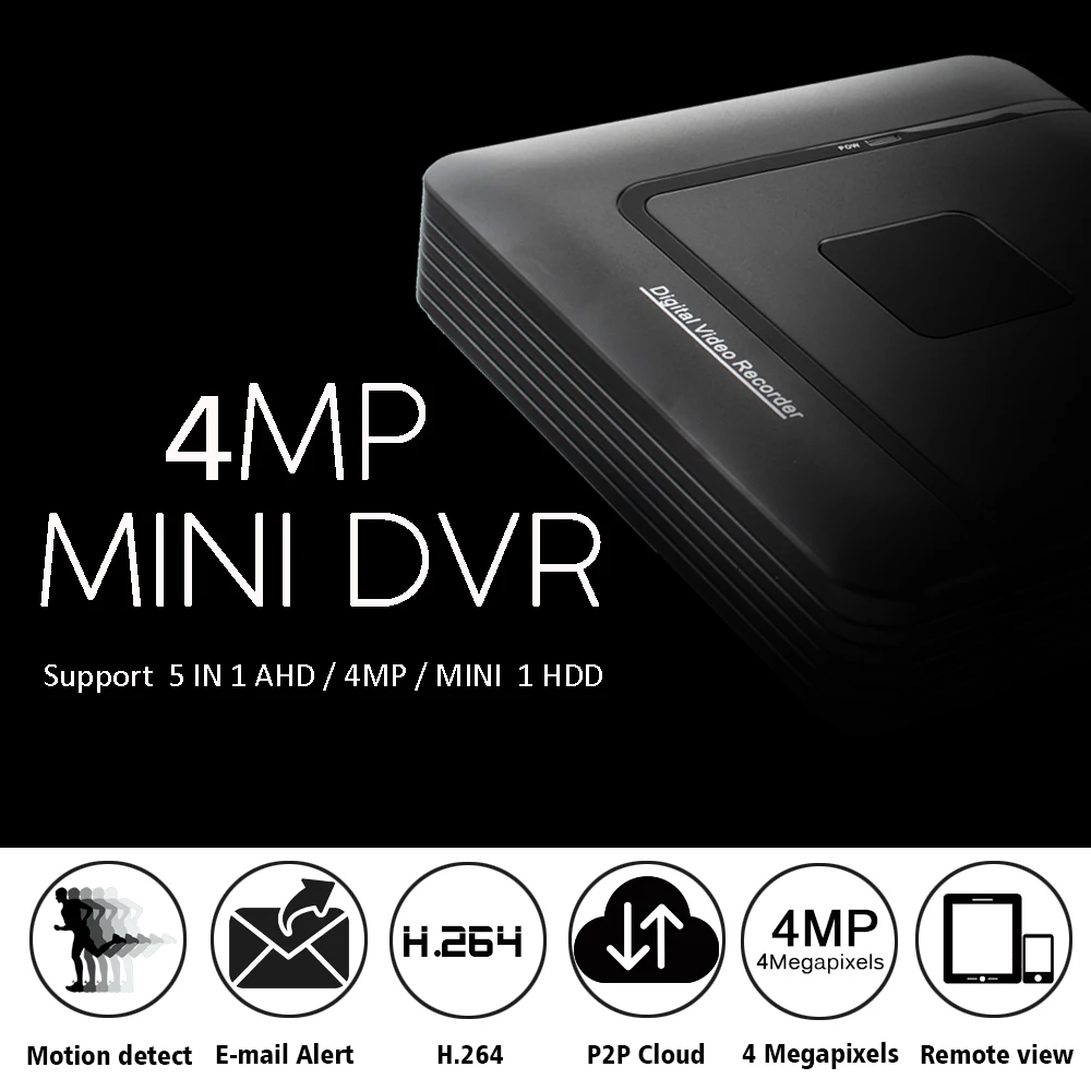  OUERTECH AHD CVI TVI IP CVBS 5 en 1 4CH CCTV MINI DVR 4MP 1 HDD ONVIF vigilancia Digital Video grab