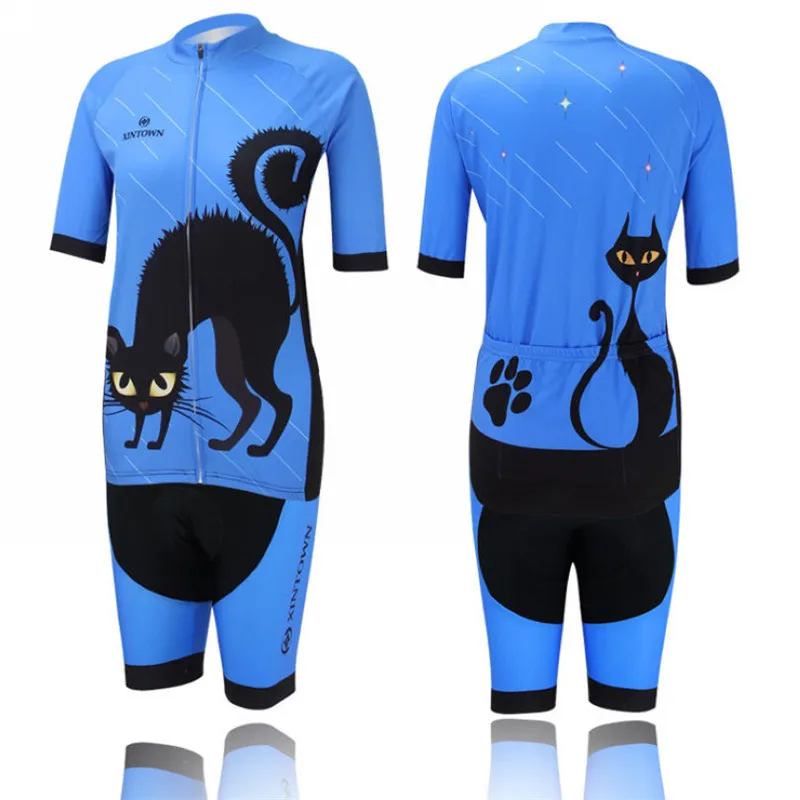 HOT-XINTOWN-Women-Cat-Cycling-Girls-Bicycle-Ropa-Ciclismo-Riding-Short-Sleeve-Sport-Suit-Set-Breathable (5)