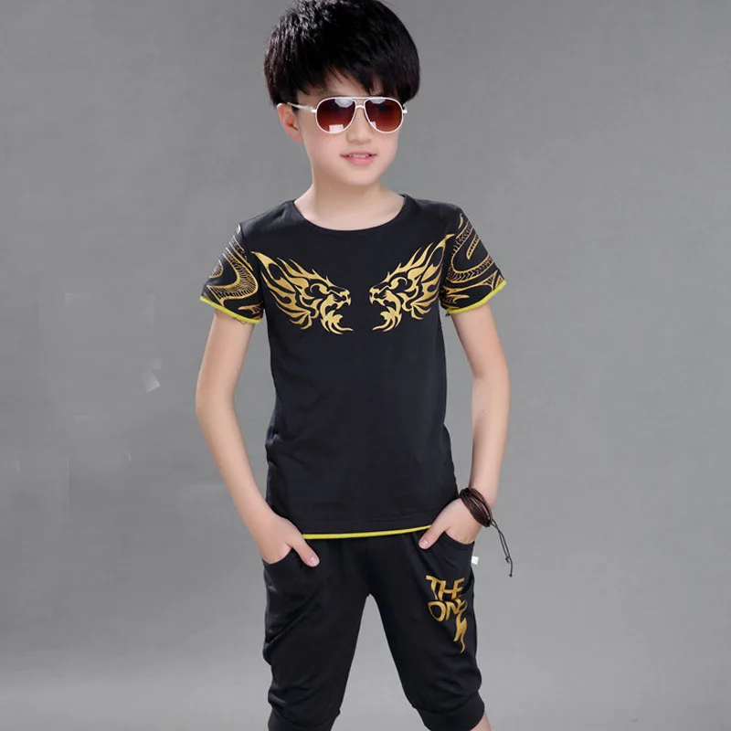 Boys Summer Clothes Soft Cotton 2pcs Tshirt + Shorts Sport Outfits Kids Boys Clothing 7 10 12 Years Teenagers 3