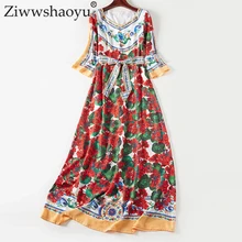 Ziwwshaoyu Custom 5XL элегантные макси платья с принтом прерия шик пояса v-образным вырезом темпераментное длинное платье Весна и лето новые женские