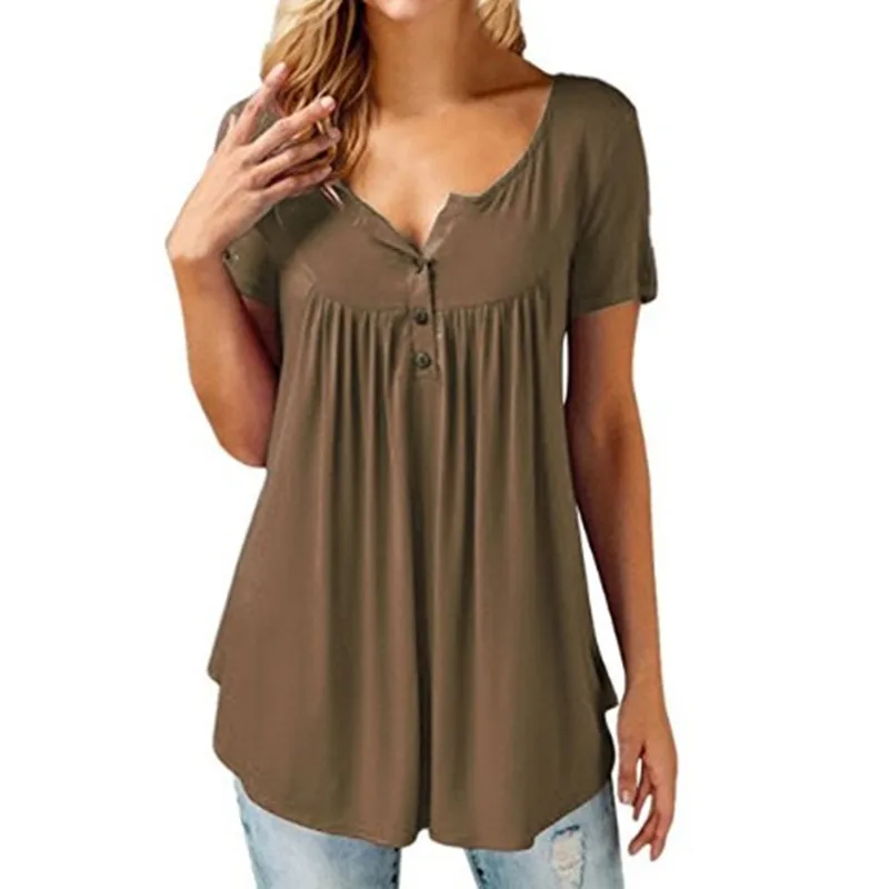 Модная повседневная женская футболка, Элегантная футболка размера плюс, Харадзюку, топы, футболка, летняя женская футболка, Camisetas Mujer, футболка, короткая - Цвет: Khaki