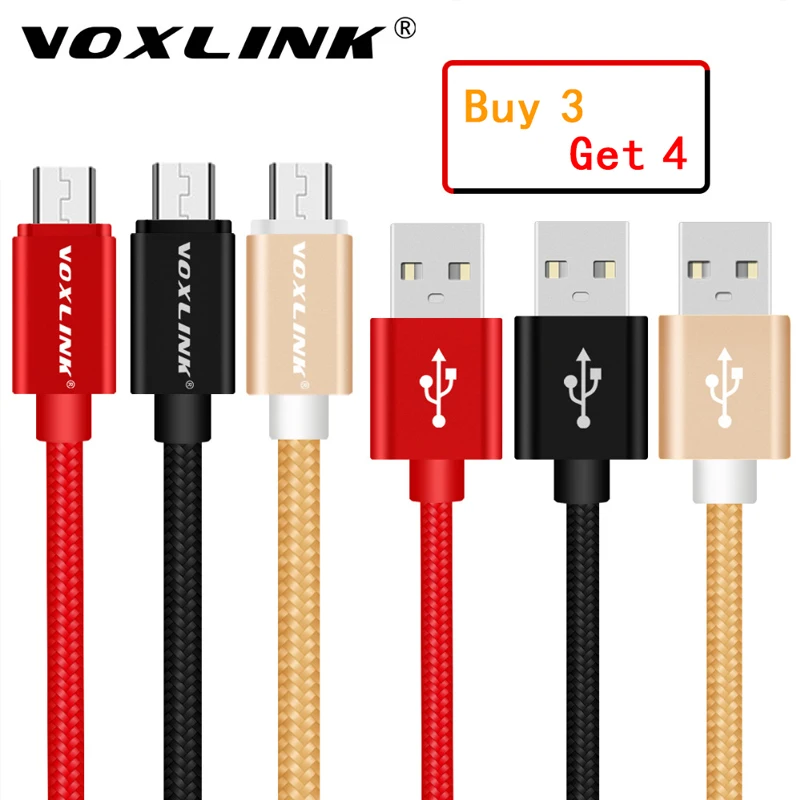 VOXLINK 3Pack Micro USB Cable 2.4A Fast Data Sync Charging Cable For Samsung Huawei Xiaomi LG Andriod mini Mobile Phone Cables
