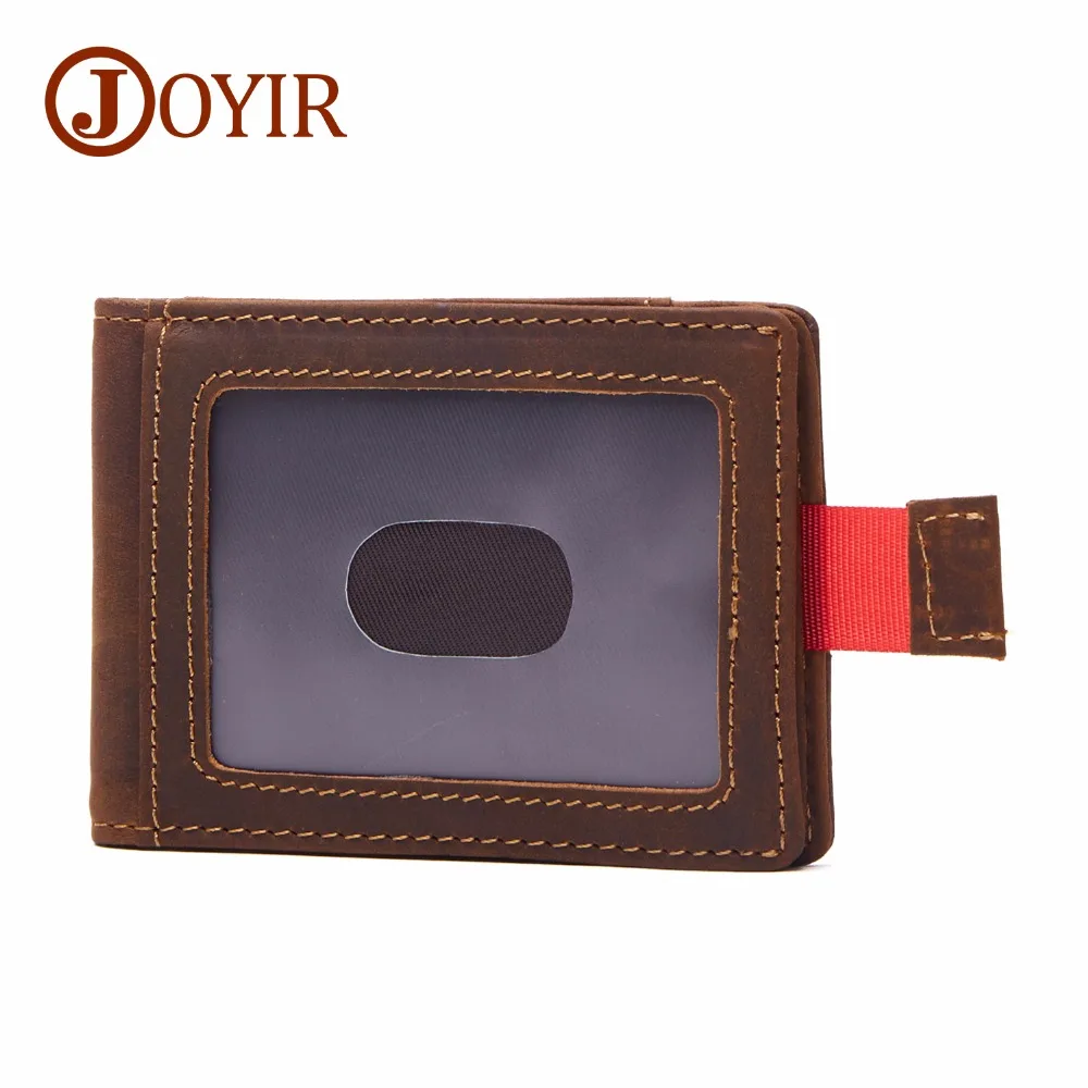 

JOYIR Brand Designer Men Money Clips 100% Cow Leather Portfolio Men Wallets Open Clamp For Money Purse Card Pocket For Male