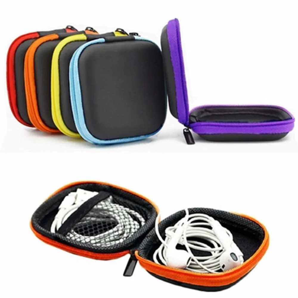 

7.5x3cm Zipper Headphone Case PU Leather Earphone Storage Bag USB Cable Organizer for Toy Data Cable