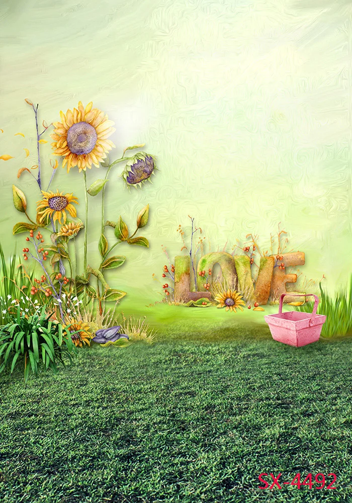 Happy Children Flower Grass Photography Backdrops Wedding Love Background  Props For Photo Studio - Backgrounds - AliExpress