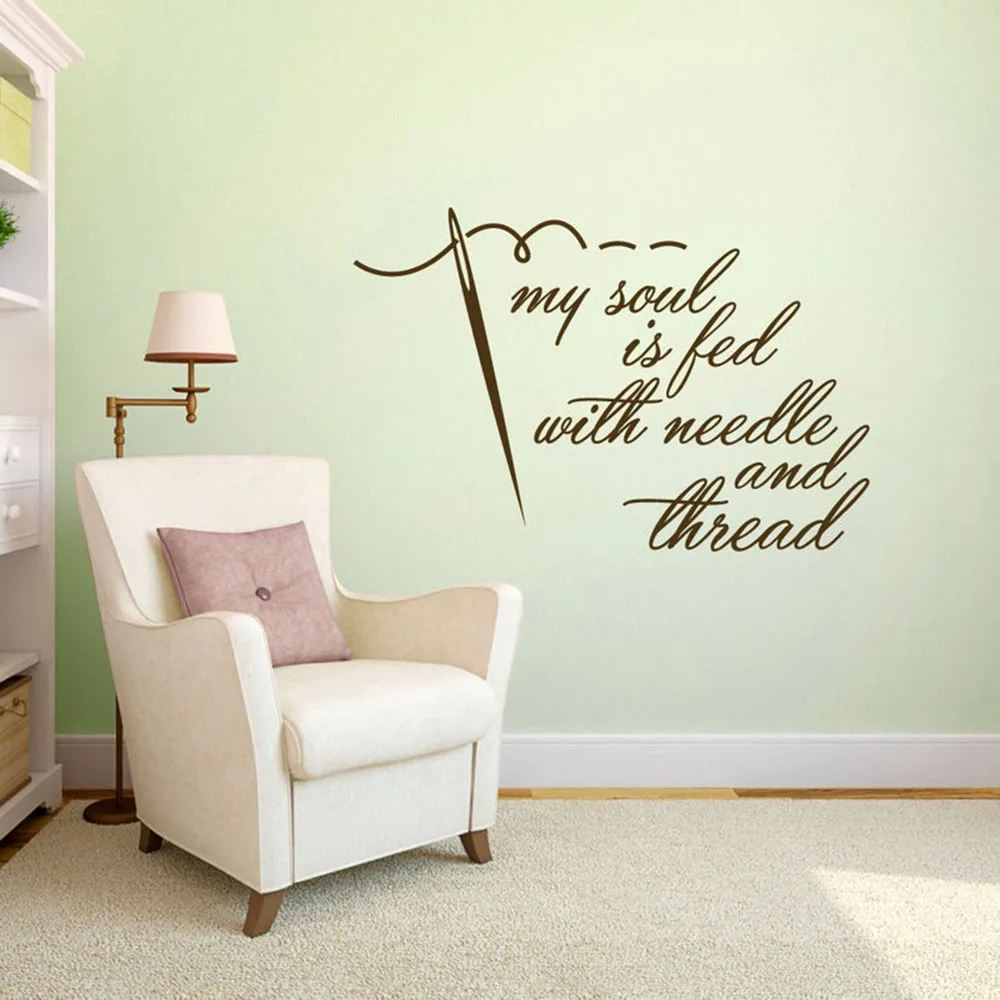 

My Soul Is Fed With Needle And Thread Wall Decal Sewing Crafting Quilting Hobby Quote Removable Wall Art Vinyl Wall Sticker S113
