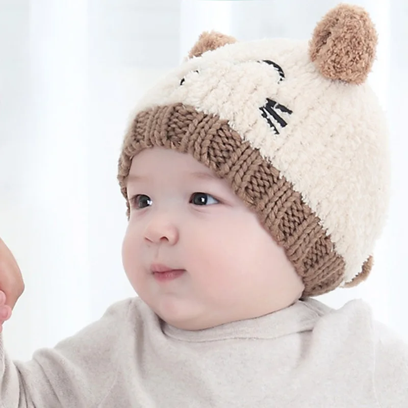 REAKIDS зимние милые детские вязаные шапочки с шарф теплый мультфильм детская шапка для мальчиков и девочек трикотажные ухо детские вязаные шапочки унисекс