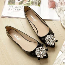 Female Office Shoes Crystal Plus Size 33-43 Pointed Toe Women Sandals Rhinestone Ballet Flats Comfortable Ladies Party Shoes