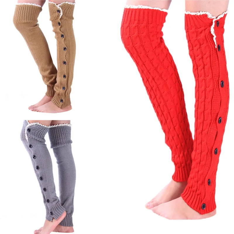 OEAK Women Christmas Button Lace Twisted Leg Warmers-3 Pairs Women's Buttoned Lace Socks Twisted Socks