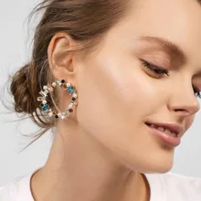 Лучшее для леди модные Прозрачные Разноцветные серьги стержня для Для женщин богемное очарование круглые серьги с подвесками имитация жемчуга геометрический