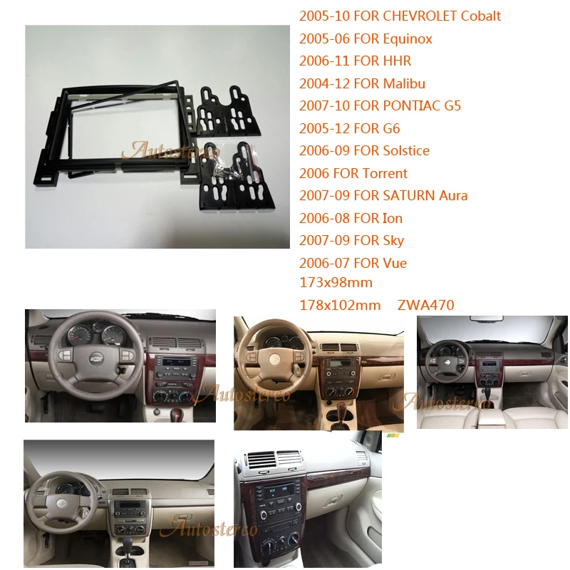 

Car Radio fascia Facia for CHEVROLET Cobalt Equinox HHR Malibu PONTIAC Solstice 2 DIN Car Radio Refitting Outter Frame