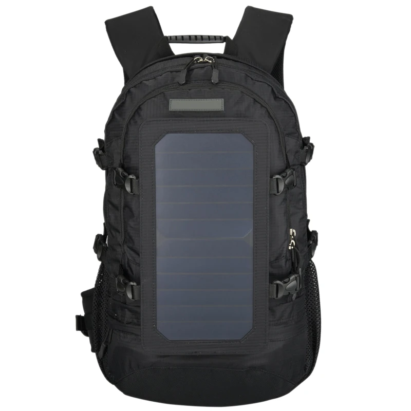 Рюкзак со съемной солнечной панелью, многофункциональная походная двойная сумка через плечо для смартфонов, планшетов, Gps, Bluetooth, An - Цвет: Black