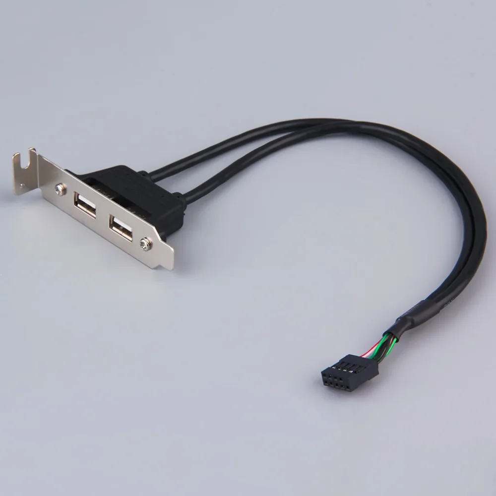 Расширения 2 Порты концентратор USB 2,0 до 9 контактный разъем плата Панель кронштейн