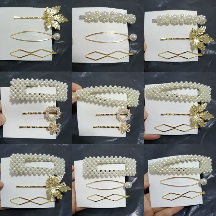

3PC/Set Pearl Hair Accessories For Women Girls Imitiation Pearl Hollow Out Hairpins Fashion Hair Clips Women Alloy Clip Headwear
