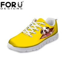 FORUDESIGNS/милая собака мопс желтая низкая повседневная обувь г. Новая Осенняя женская обувь на плоской подошве на шнуровке дышащая обувь для отдыха на плоской подошве