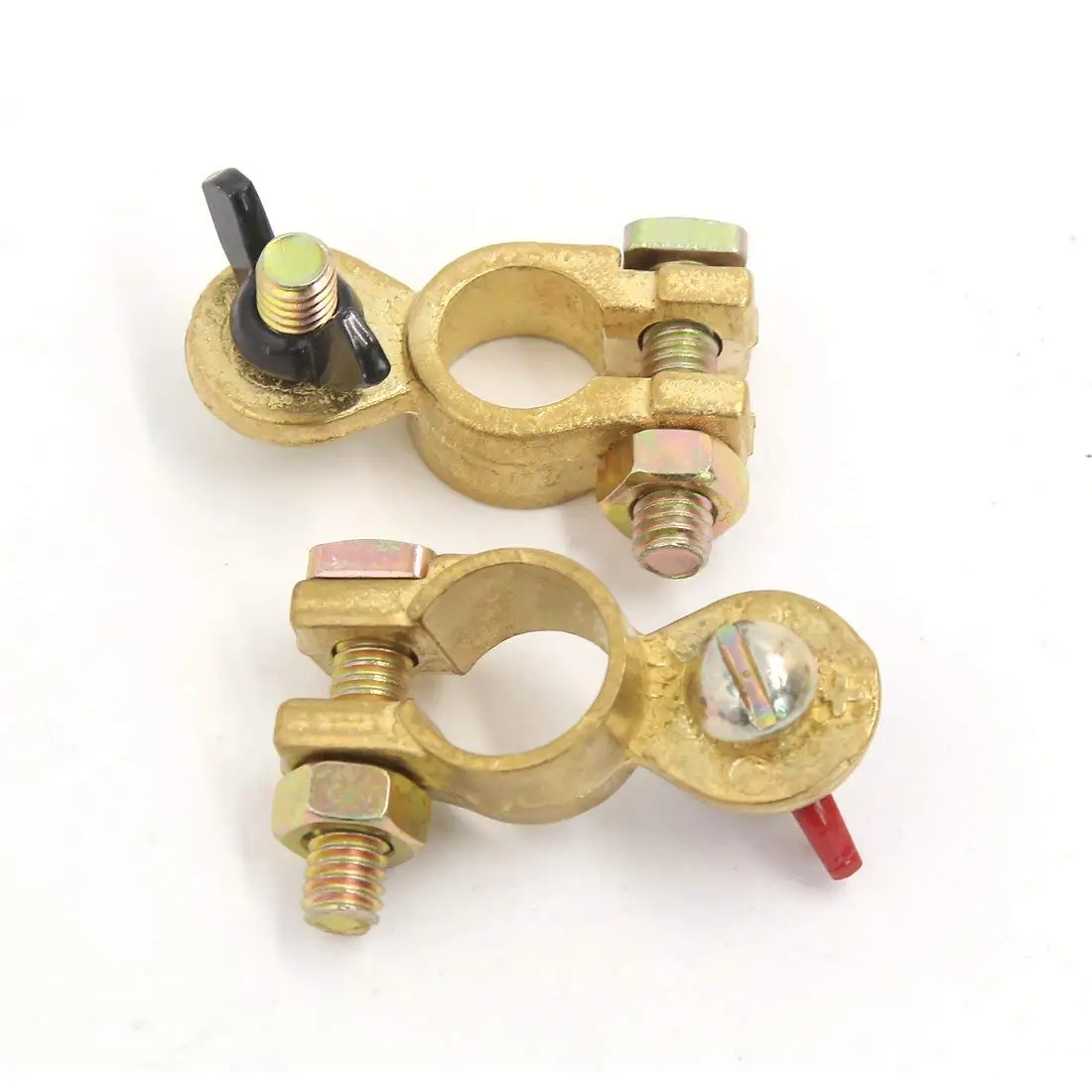 uxcell Pair Universal Brass Car Battery Terminal Clamp Clips Connector