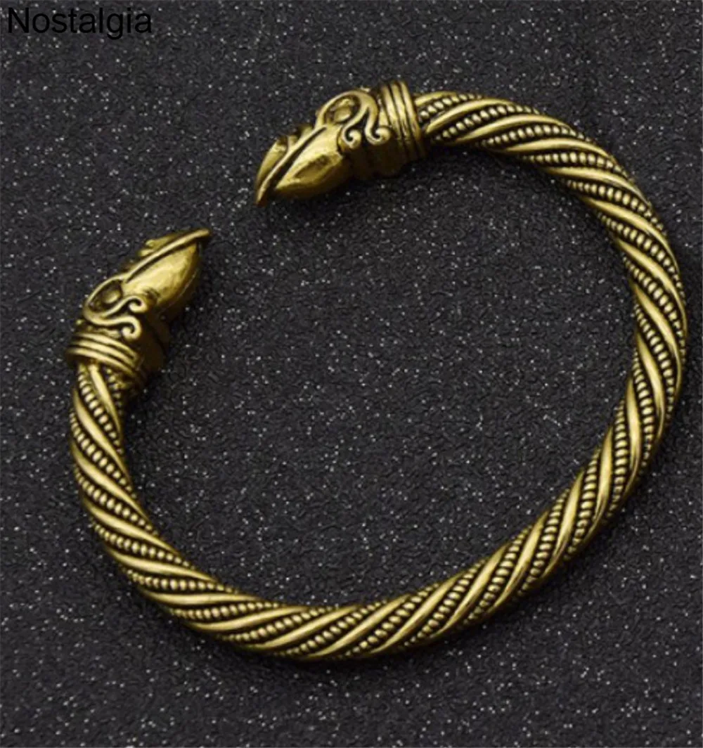 Ностальгия Vikingos Odin Ворон головок Pulseira Викинг ювелирные изделия мужские руки манжеты открытым ногтей браслет Vikingo не браслет Jwelry для Для женщин