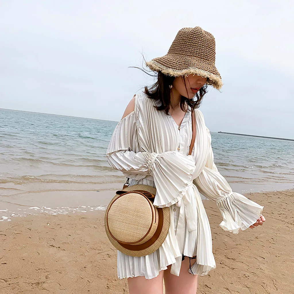 

Bags For Women 2019 Fashion Rattan Bag Round Straw Shoulder Bag Ladies Hat Braided Bow Beach Messenger Crossbody Bag bolso muje