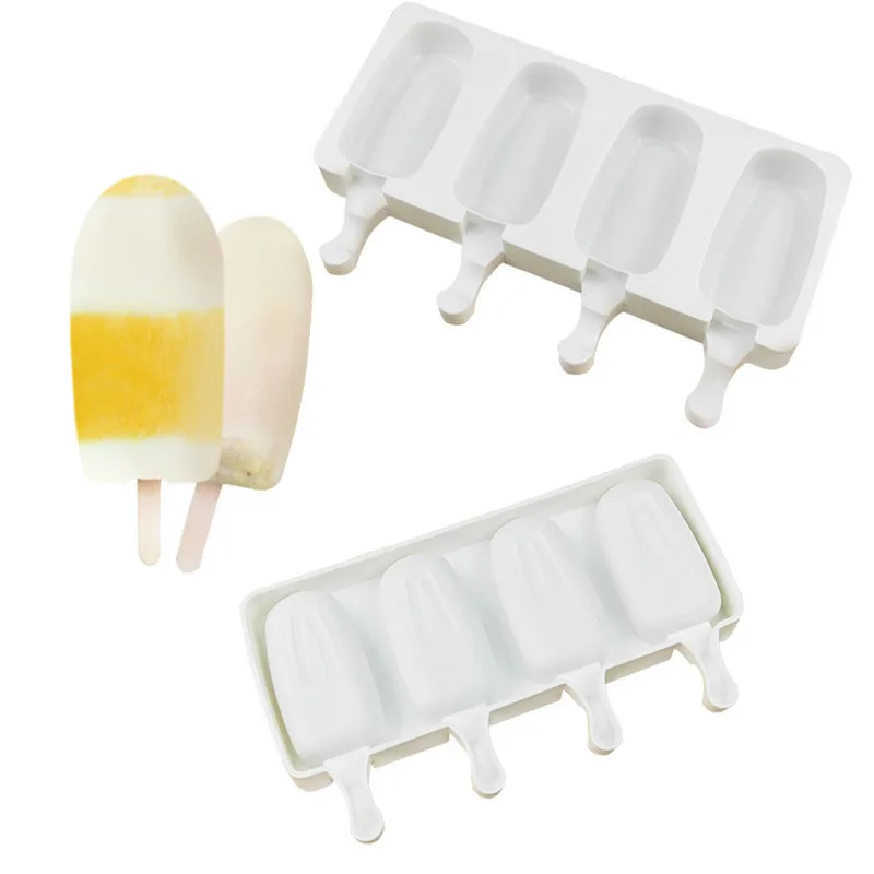 Формочки Для Мороженного «фруктовый лед» Белый силиконовый форма для изготовления мороженого 4 самодельные Дети Поп лоток для мороженого на палочке Ice производитель кубиков инструменты с 10 палочки