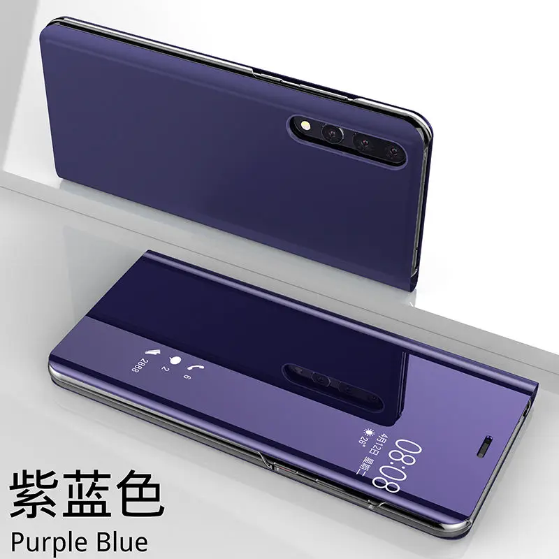 Зеркальный кожаный чехол-книжка для huawei P30 P20 pro P10 Lite P Smart чехол mate 10 20 Pro 20X Nova 3 3i 4 Honor 10 9 Lite чехол - Цвет: Violet blue